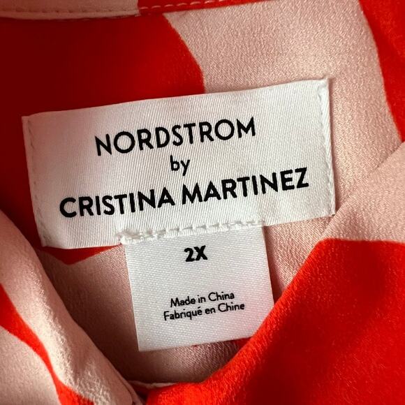 Nordstrom by Cristina Martinez Button Down Blouse Short Sleeve Women 2X - Picture 9 of 10